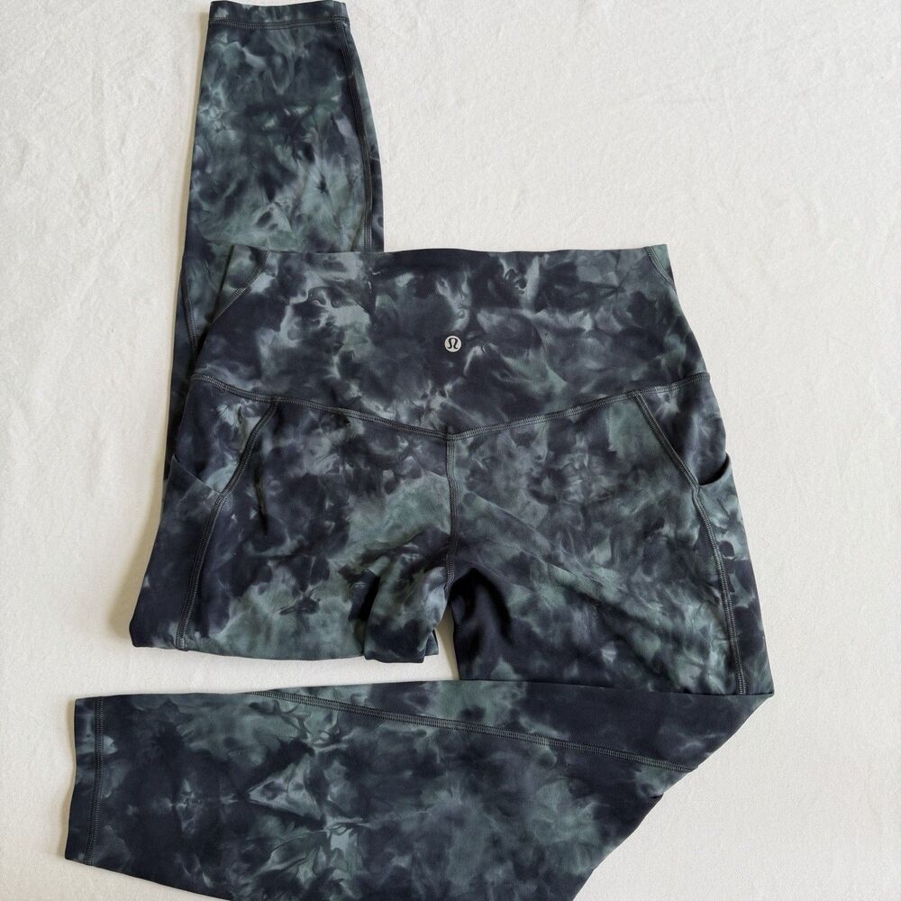 Lululemon Align HR Pant 25” Diamond Dye Silver Blue Tie Water Size 10